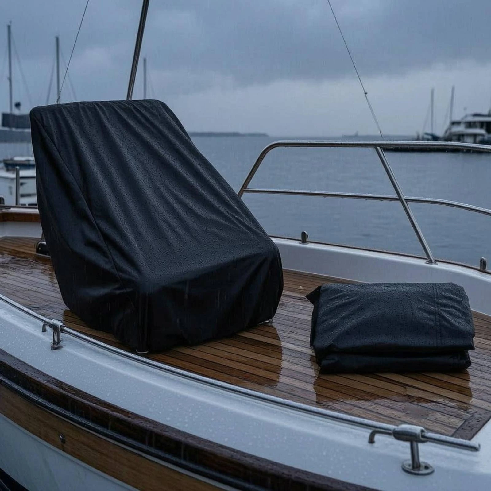 Durable Fitted Boat Seat Cover 420D Oxford Drawstring Closure Chair Protector for Captain Mariner Seat