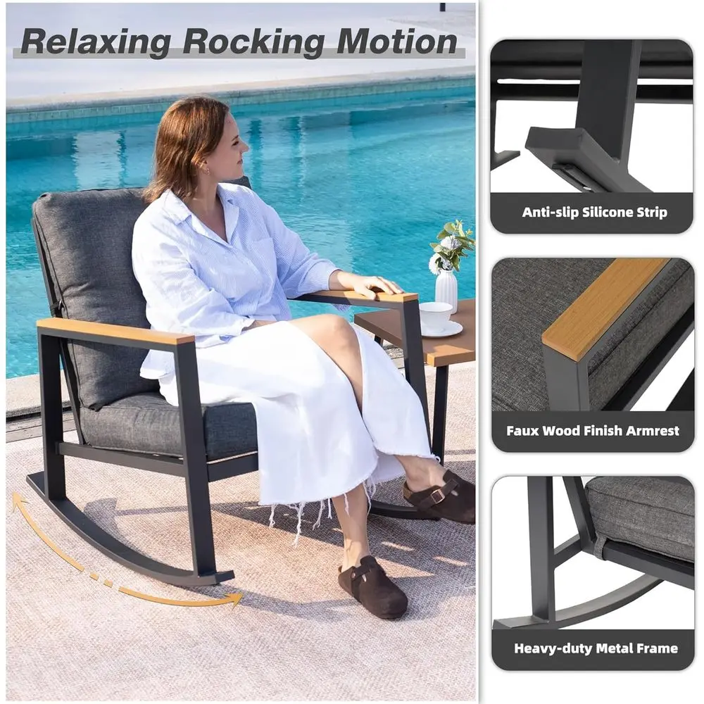 مجموعة بيسترو للفناء الخارجي باللون الرمادي مع وسائد وطاولة قهوة للحديقة والشرفة والفناء الخلفي #3