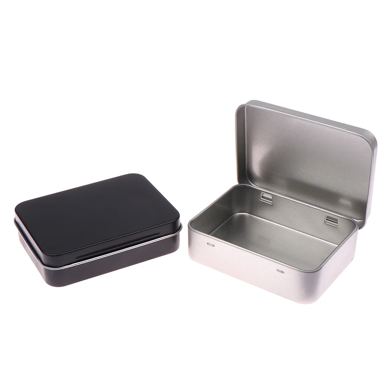 Caja de almacenamiento de hierro esmerilado para el hogar, caja de Metal, contenedor chapado en estaño, tapa vacía con bisagras, pequeña caja de almacenamiento vacía