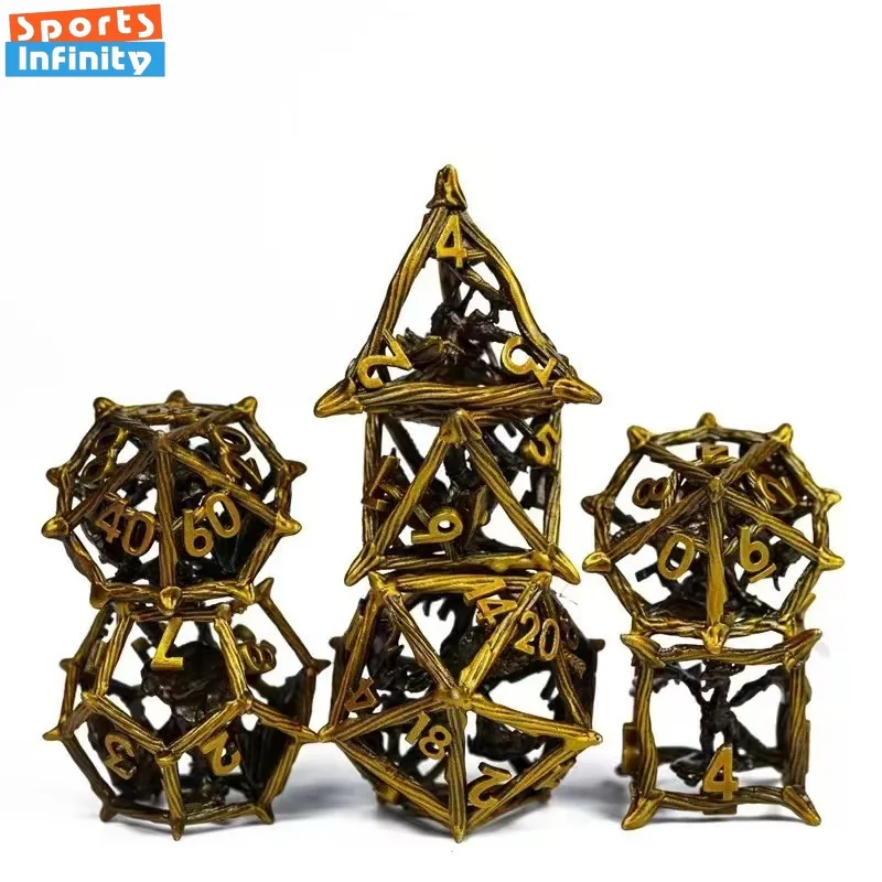 

7 шт./компл. 3D металлические полые цифровые игральные кости Dnd COC Trpg настольная игра многогранные кости с номером набор вечерние развлечения Dnd набор кубиков