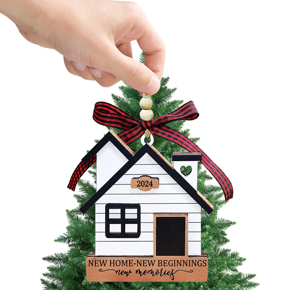 New Home Ornament 2024 Wooden Housewarming Gift for First Christmas in Our New Home Perfect for Couples and Families