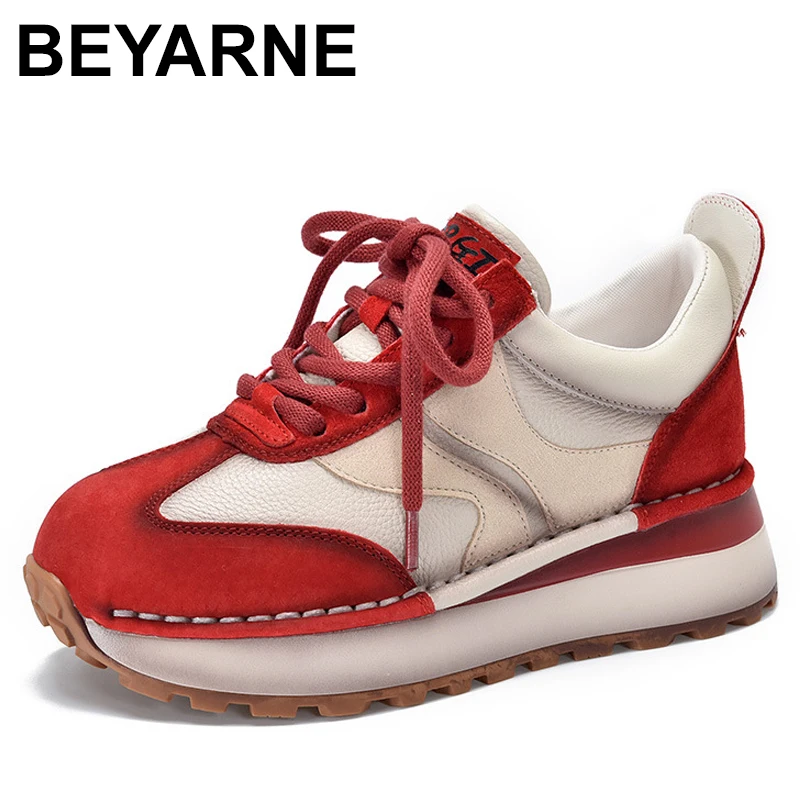 

High Quality Women Cow Leather Casual Shoes Spring Autumn Lace-Up Ankle Ladys Genuine Leather Flat Shoes