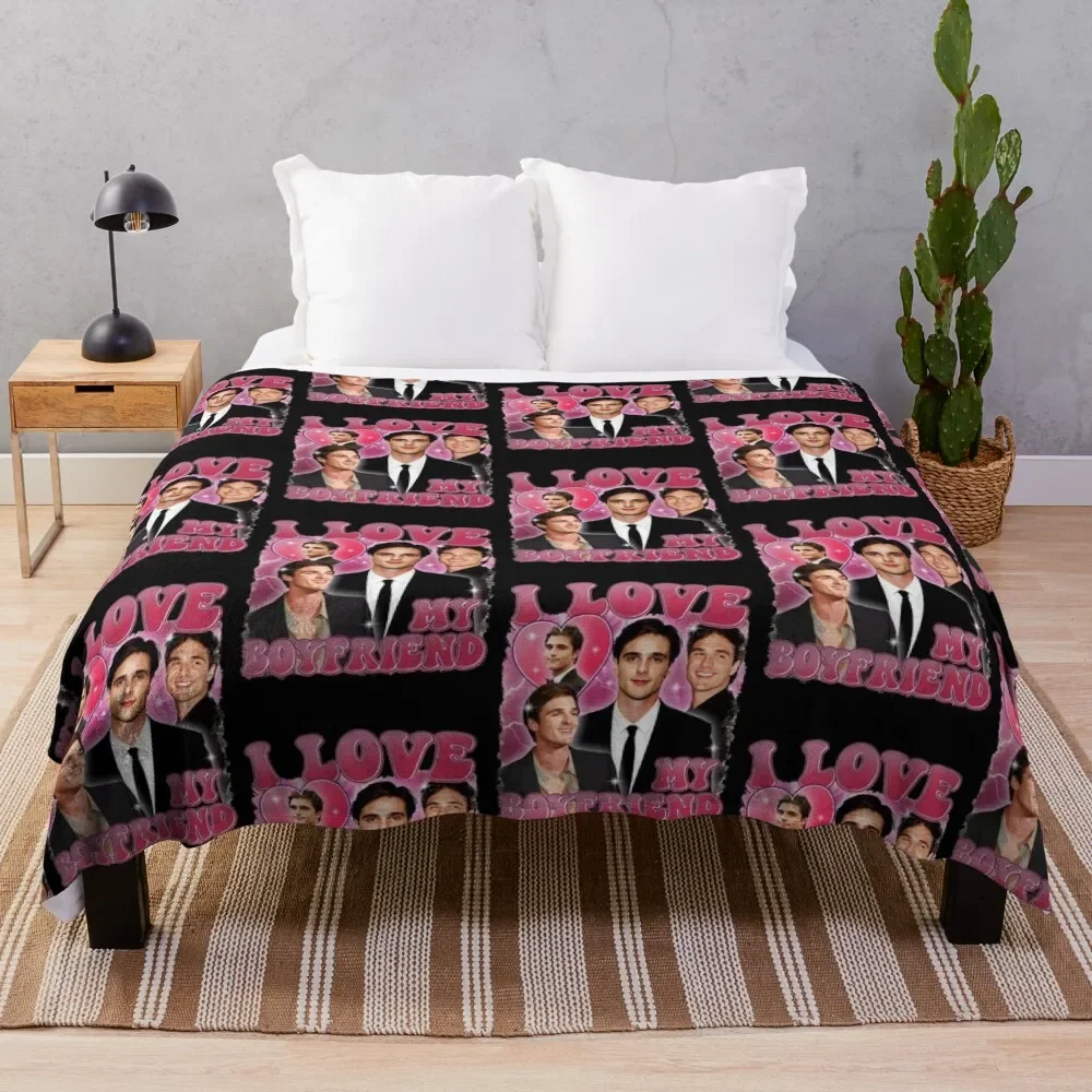 

Jacob Elordi I Love My Boyfriend Throw Blanket Long Lasting Soft Plush Blanket for Daily Use