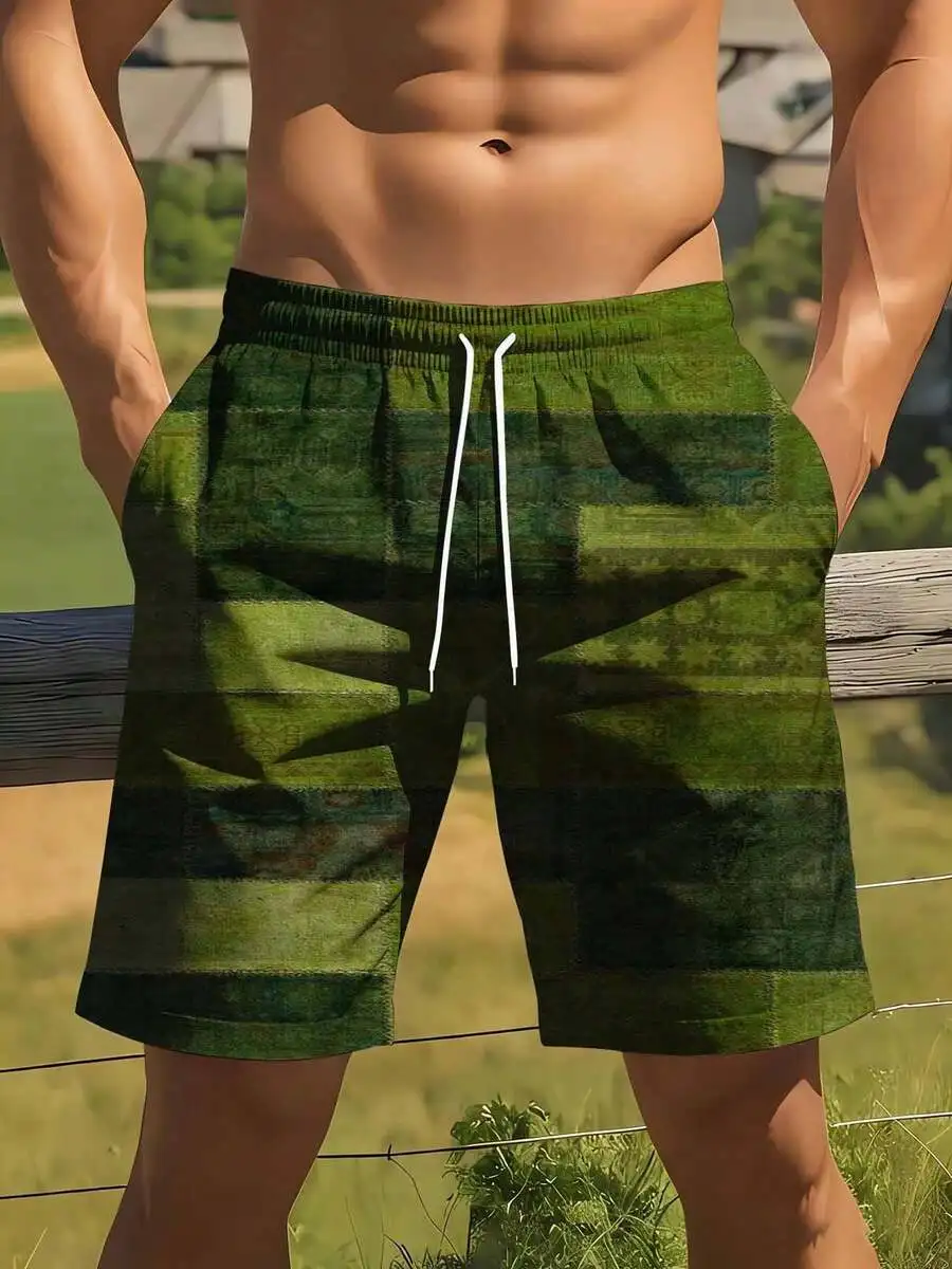 Mens Green Camouflage Shorts For Outdoor Activities Summer Festival
