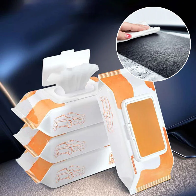 Car Interior Cleaning Wipes Multi-functional For Dashboard Seat Leather Console Carpet Disposable Clean Car Washing Towel Tool