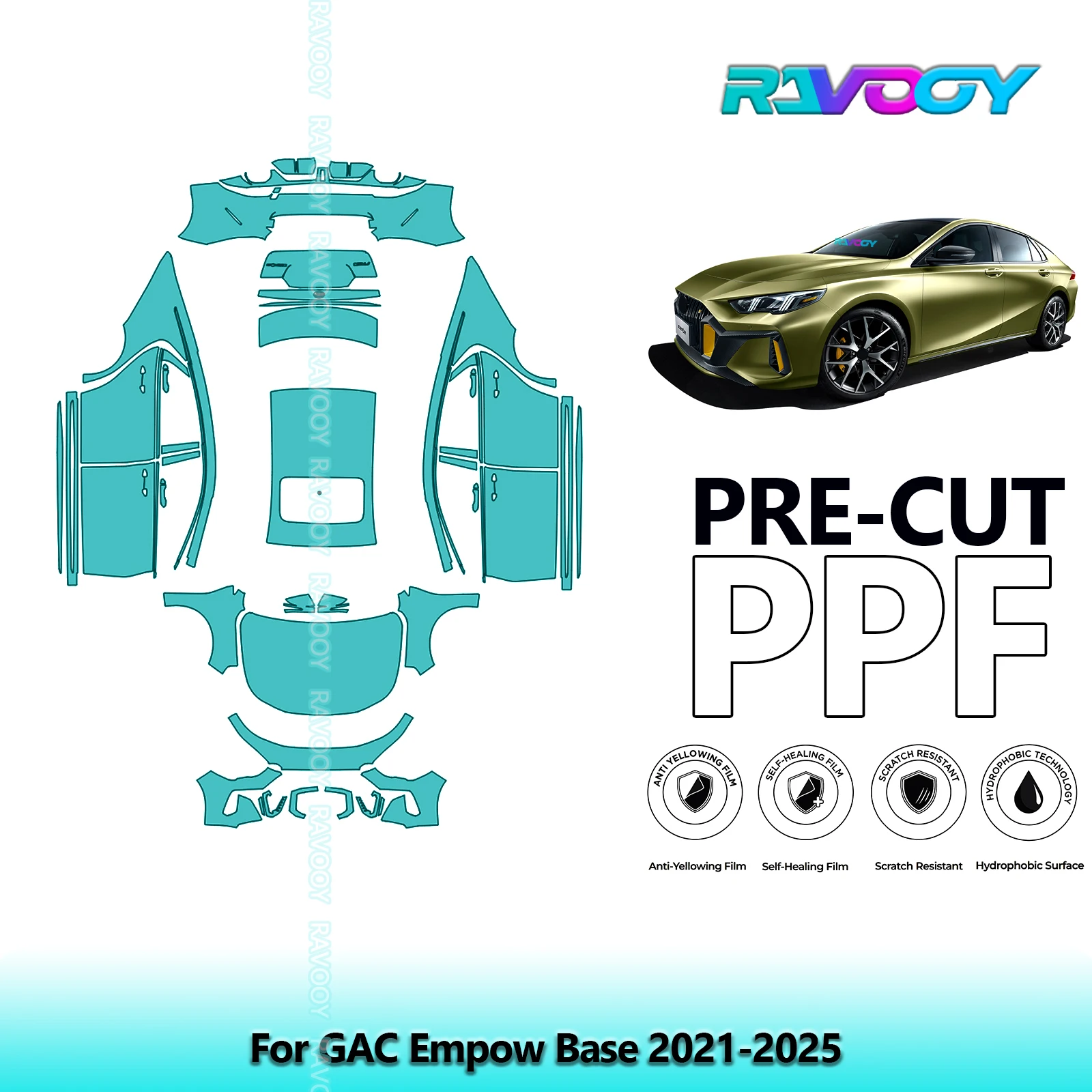 For GAC Empow Base 2021-2025 Full Body 8.5Mil Pre-Cut Paint Protection Film PPF Clear Bra Kit | Clear/Matte/Black Finish Options