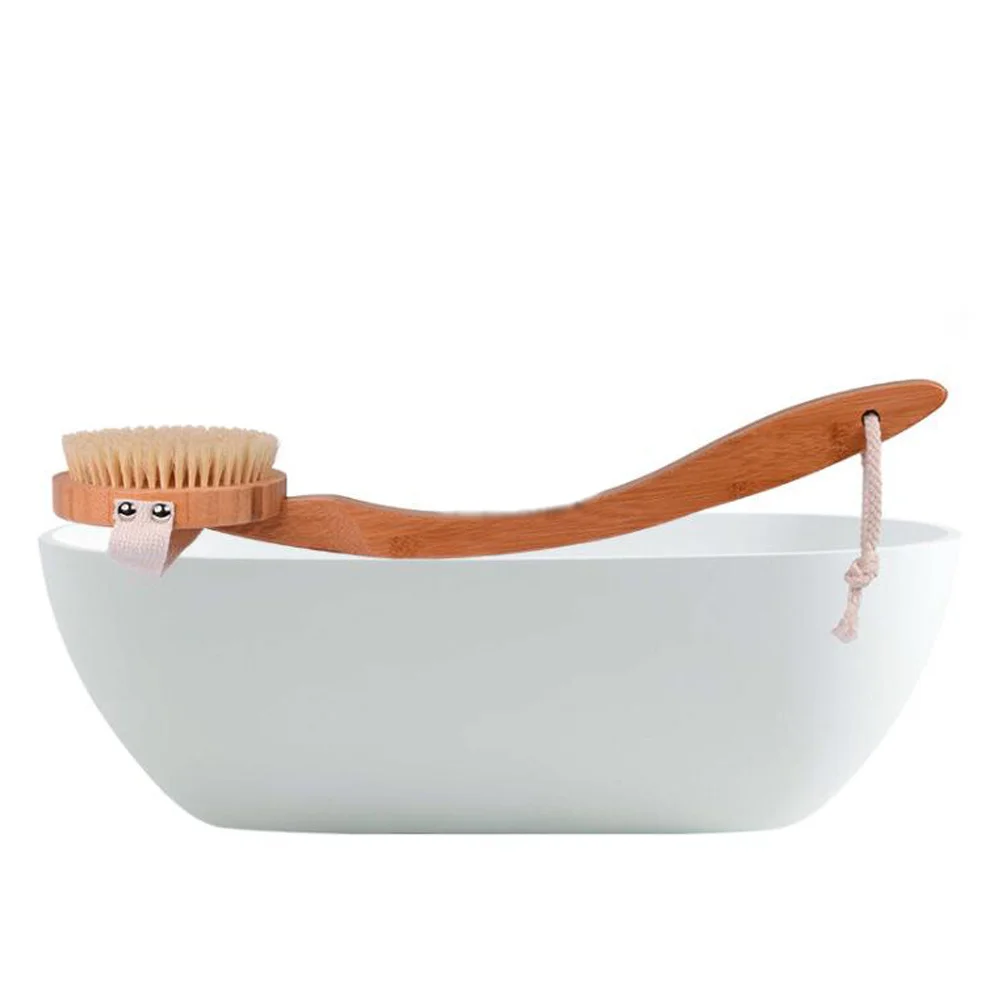 

42X10.5X3.7Cm Boar Bristle Body Brush Natural Bristle Bath Brush Ergonomic Handle Exfoliating Shower Scrubber For Home Bathroom