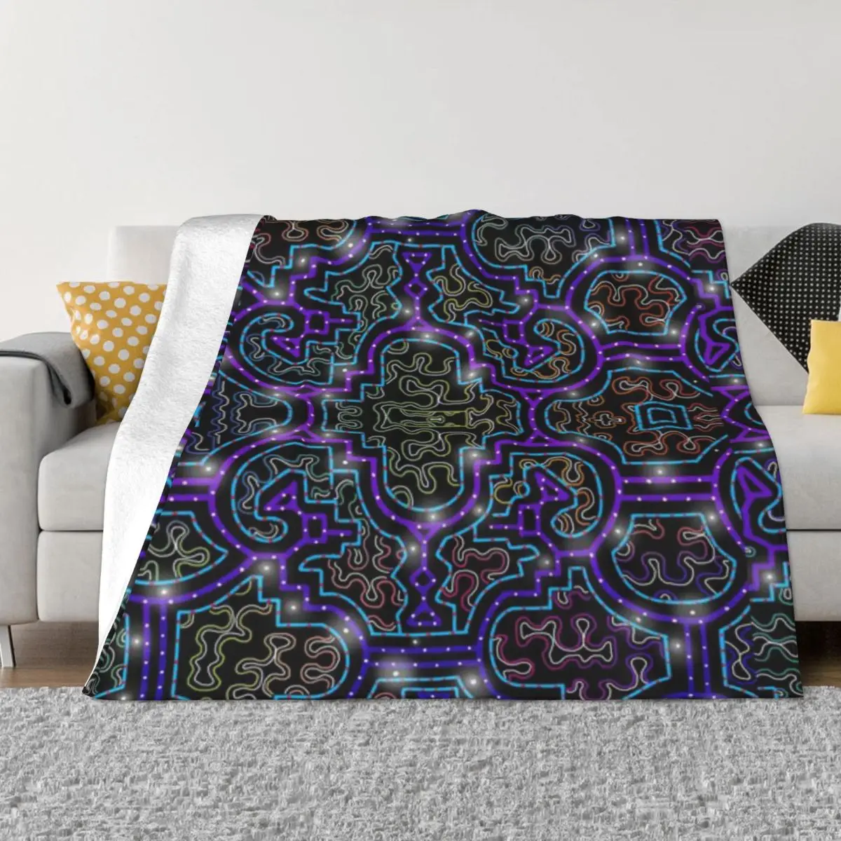 Patrón Shipibo Ayahuasca Visions Regalo personalizado Una manta de micropolar ultrasuave