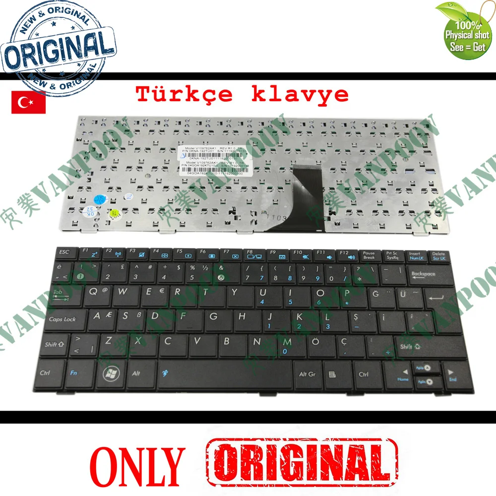 New Notebook Laptop Keyboard for ASUS Eee PC EeePC Shell 1005 1005HD 1005HA 1001 1008 1008HA 1001HA TR Turkish Black V109762AK1