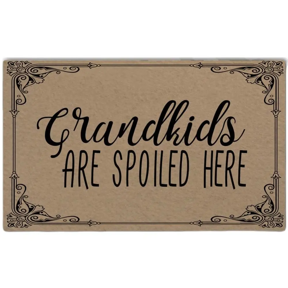 

Grandkids are Spoiled Here Doormat Outdoor Porch Patio Front Floor Christmas Halloween Holiday Rug Home Decor Door Mat