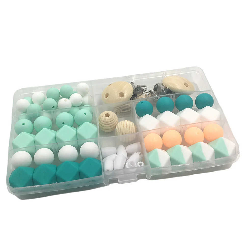 

Набор силиконовых шестигранных круглых бусин, детские прорезыватели, сделай сам, цепочка для соски, аксессуары, кусающий молярный кулон для браслета для малышей