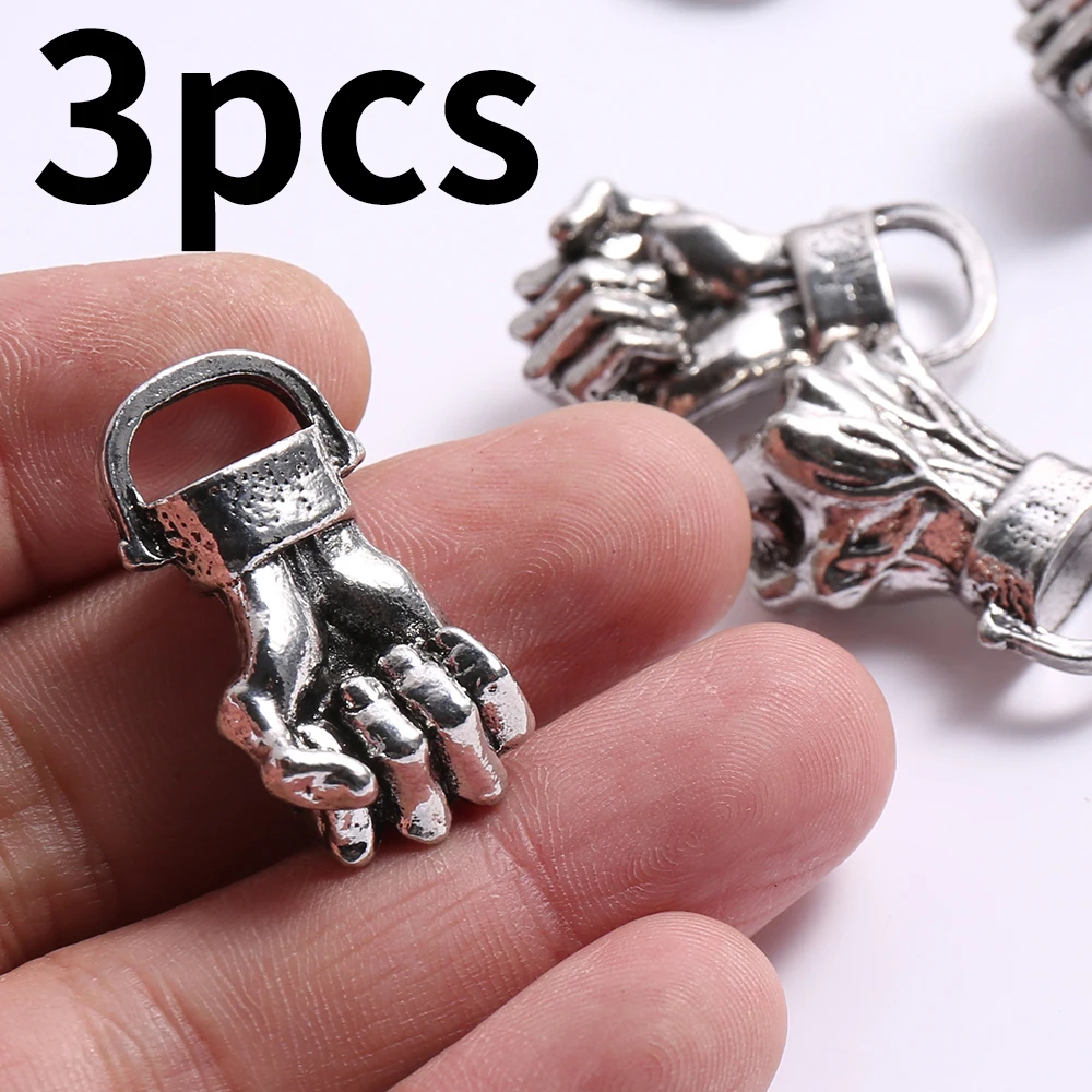 3-Piece Set of Niche Vintage Handmade Accessories, Palm-Shaped Pendant Accessories, Suitable for DIY Bracelets, Necklaces, Earrings, and Pendants, Basic Materials for Niche DIY Jewelry