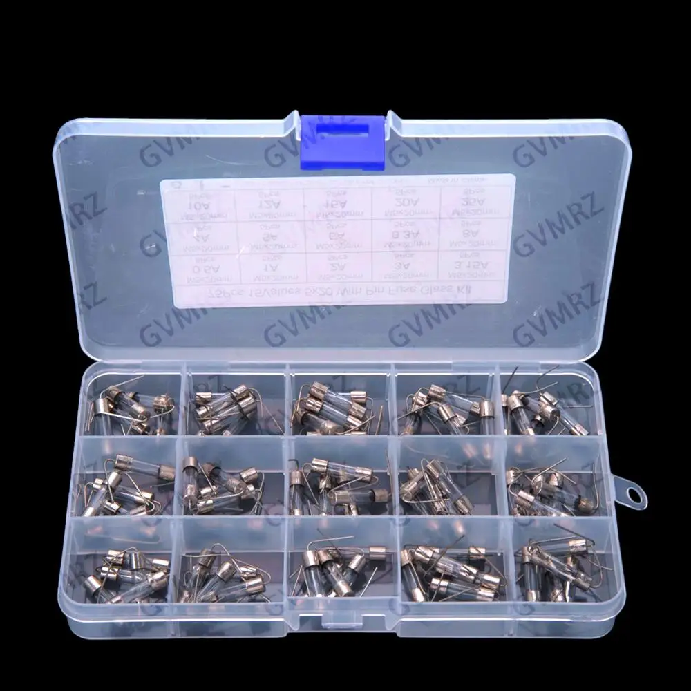 15Values 0.5A-25A 3.15A 4A 5A 6A 6.3A 8A  ​​75PCS Glass Fuse 5X20 with PIN 250V 10A 12A 15A 20A 25A 0.5A 1A 2A 3A HJXRHGAL