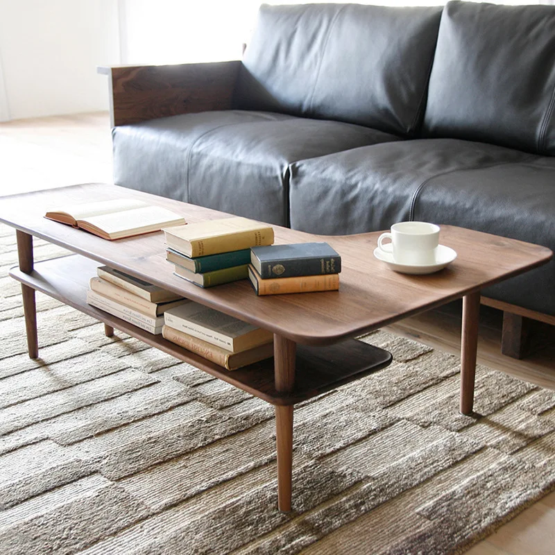 Nordic Japanese modern minimalist black walnut solid wood coffee table