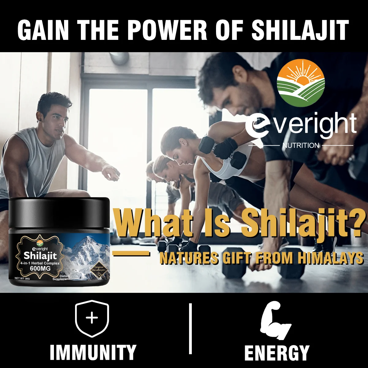 600 MG Himalayan Shilajit Resin - Shilajit Supplement with Fulvic Acid & 85+ Trace Minerals for Natural Energy Nutrition Product