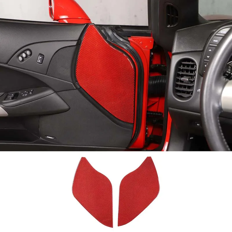 Door Anticollision Pad Real Carbon Fiber Door Shock Absorber Pad Fashion Red Door Buffer Pad For Chevrolet Corvette C6 2005-2013