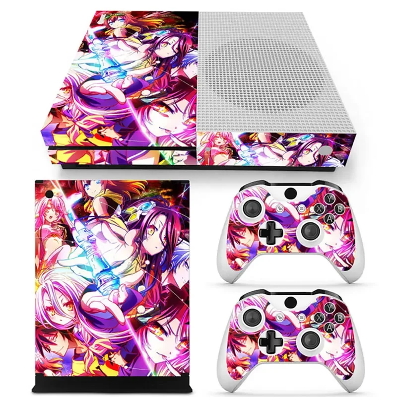 Anime meisjes Gratis drop shipping Beschermende vinylsticker voor Xbox One S-console + 2 stuks controllers Skins voor Xbox One S