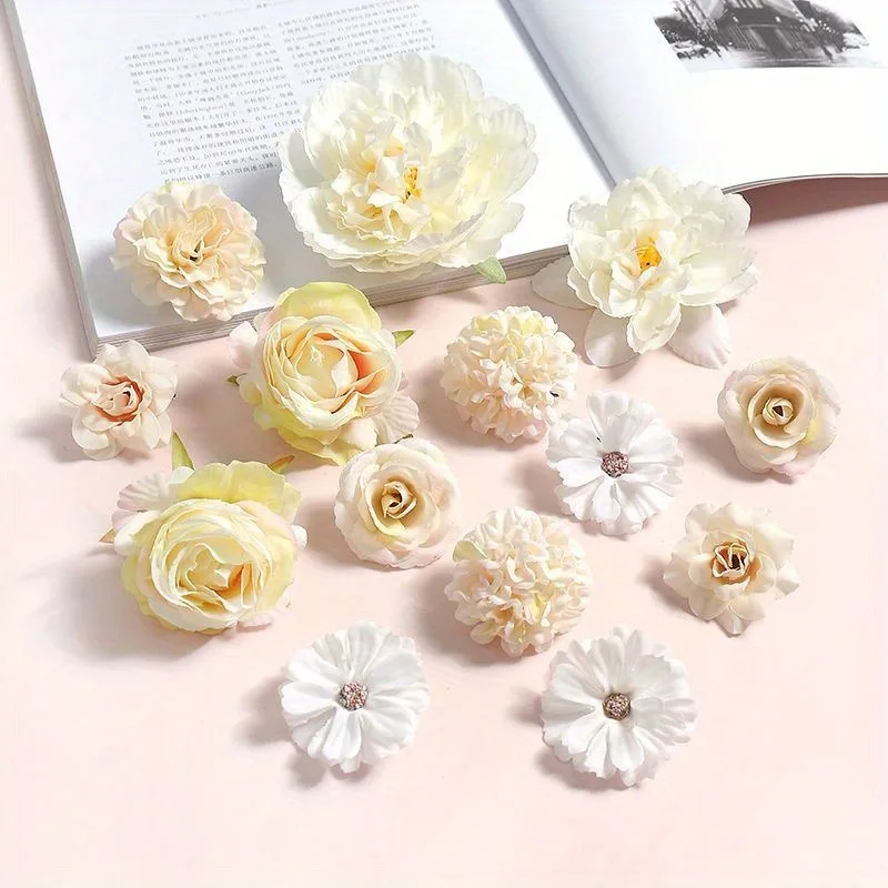 Mixed Rose Artificial Flowers Head Fake Flowers for Home Decor Wedding Decoration DIY Crafts Gifts Ornament Garland Accessories