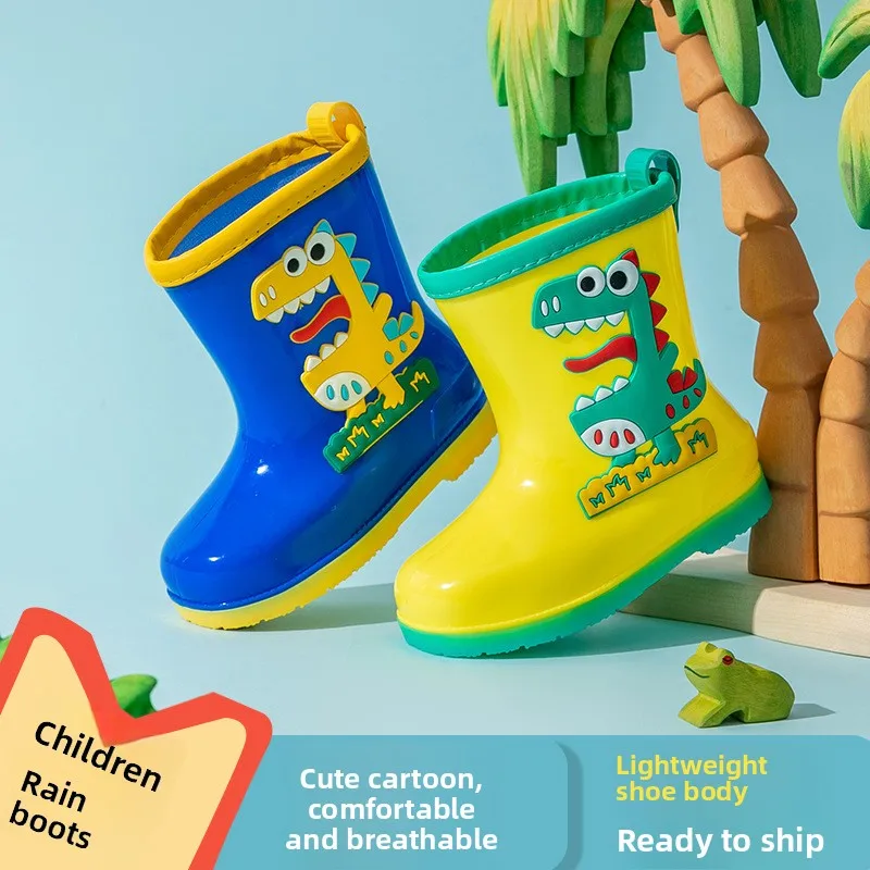 Image of Kinder Regenstiefel Wasserdicht Kleinkind Gummistiefel Kinderschuhe Gummistiefel Kinder Baby Cartoon Dinosaurier Wasserschuhe Stiefel