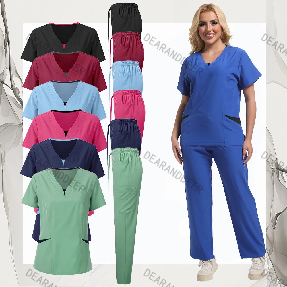 

New operating room medical short-sleeved pharmacy nurse uniform beauty salon hospital doctor dental surgery sandblasting set