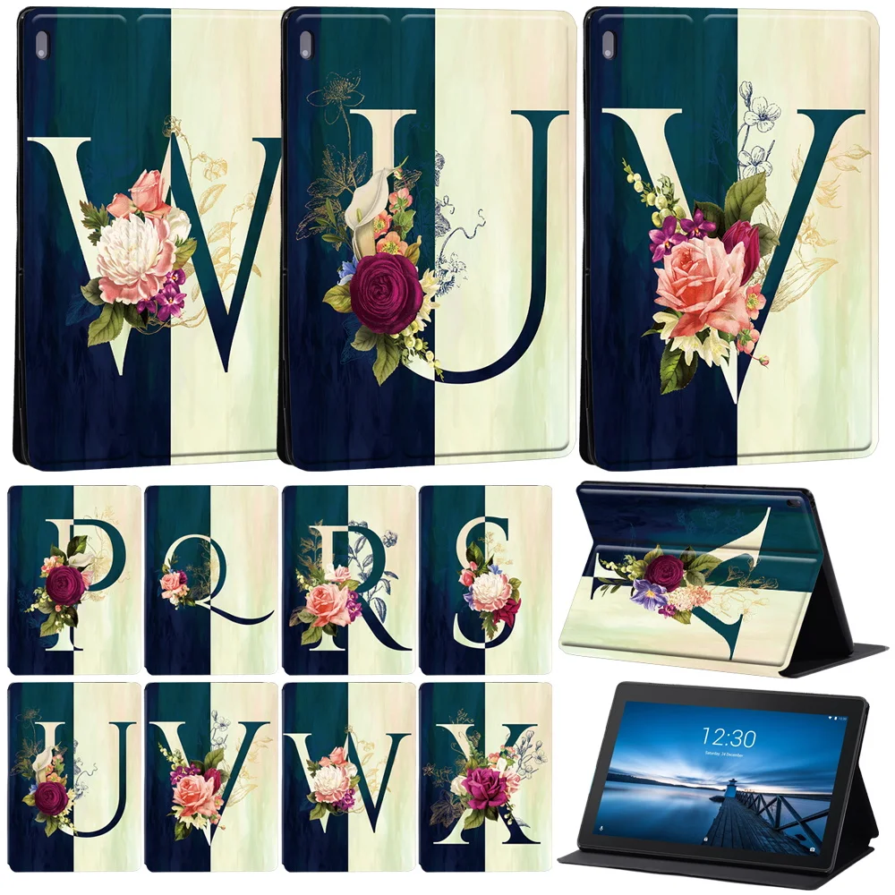 

Tablet Case for Lenovo Tab E10 10.1" Case Tab M7 M8 M10 10.1/M10 FHD Plus 10.3" Initial Name Series Folding Stand Cover