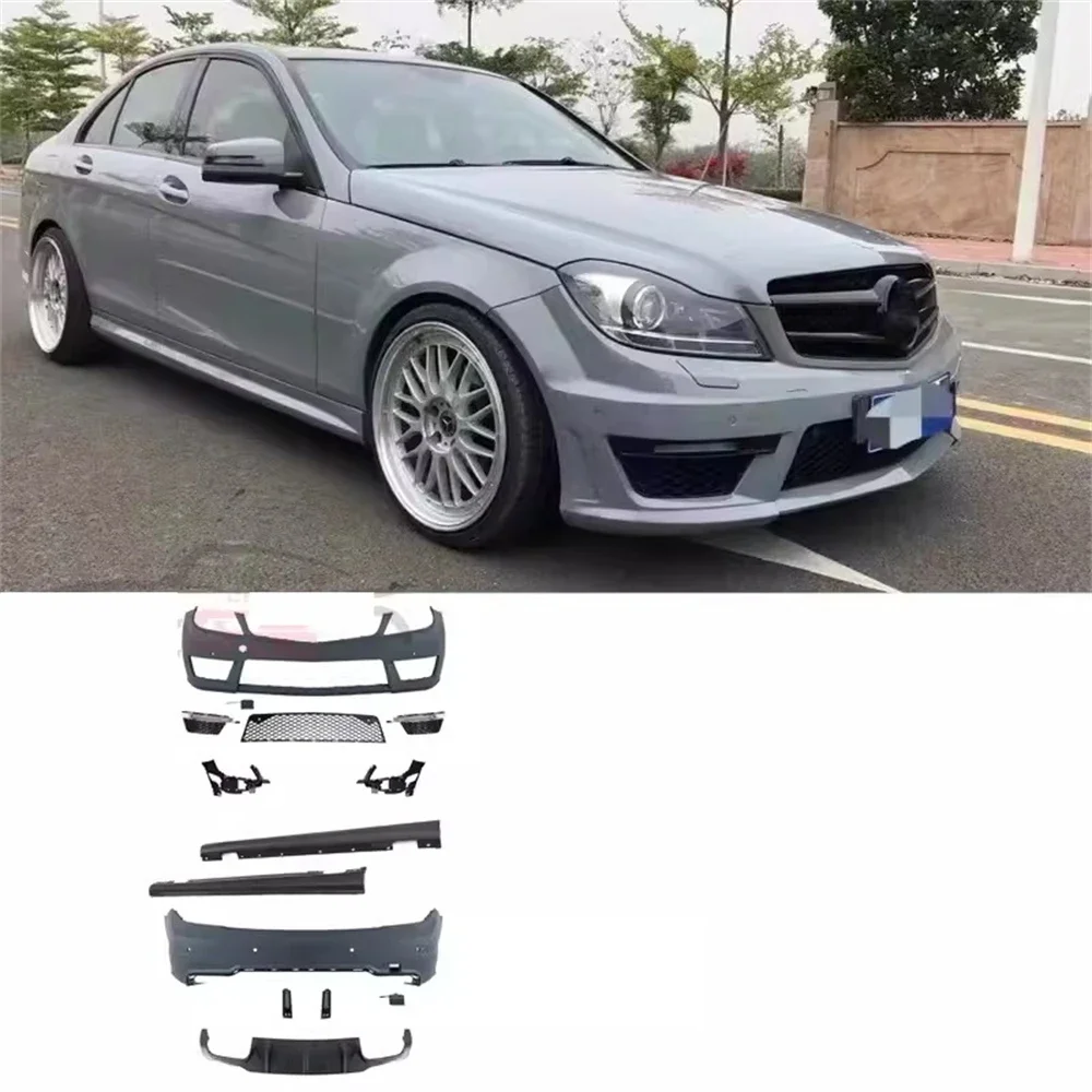 

Автомобильный объемный передний задний бампер в сборе, боковые порожки для 11-13 Mercedes-Benz C class W204, модифицированный C63 AMG, комплект кузова