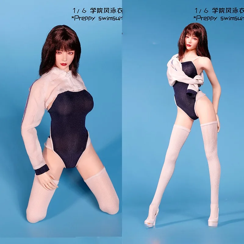 

Preppy SA Toys SA048 1/6 Female Soldier Swimsuit Set White Sunscreen Coat Long Stockings Hot Swimsuit Clothes Set Body tbl doll