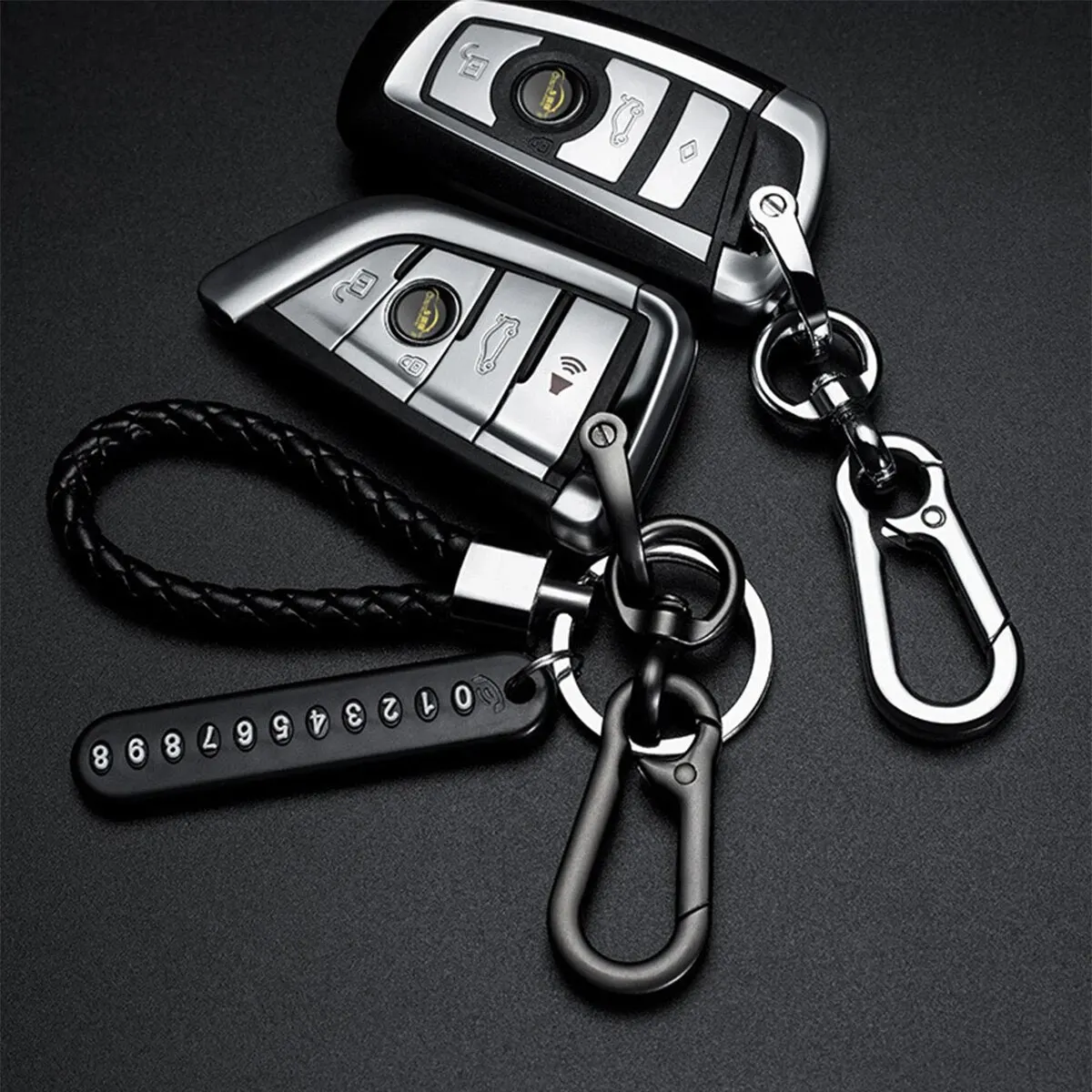 New Creative Multi functional Number Plate Anti loss Car High end Keychain Popular Male Female Couple Hanging Rope Keychain