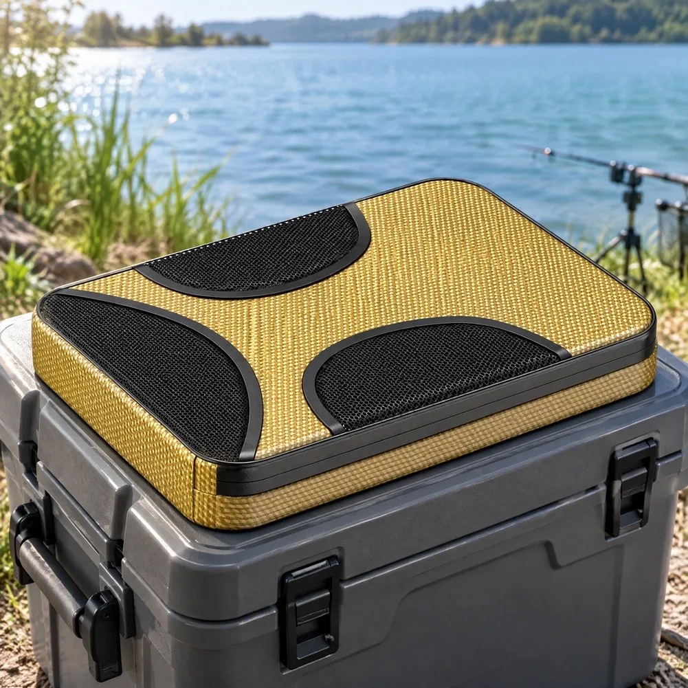 Waterproof Fishing Box Cushion with Thick Memory Foam Core Breathable Mesh Layer and Strong Adhesion Non-Slip Base