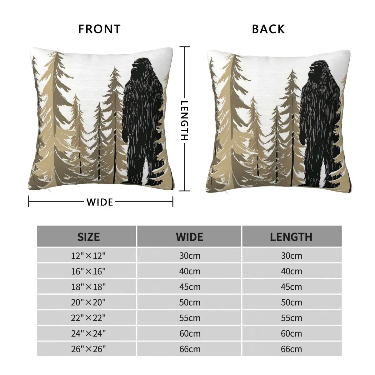 Bigfoot In Tan Forest Square Pillowcase Polyester Linen Velvet Creative Zip Decorative Throw Pillow Case Room Cushion Cover