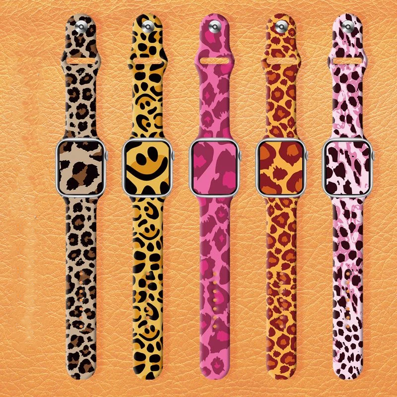 سيليكون ليوبارد مطبوعة حزام الساعات لساعة أبل الترا 2 49 مللي متر 40 42 مللي متر 44 مللي متر سوار ل IWatch سلسلة 9 8 7 6 5 4 41 مللي متر 38 45 مللي متر
