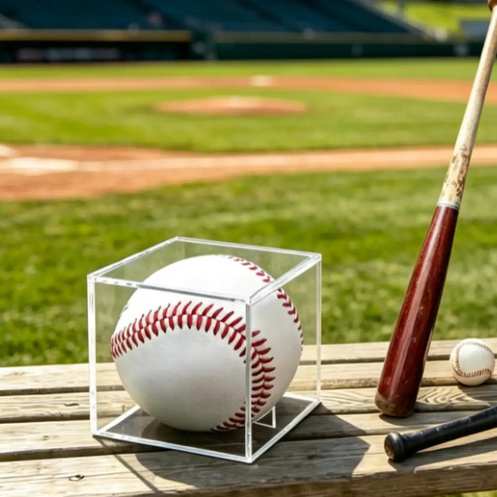 Caja de exhibición de béisbol de acrílico de 80 mm, impermeable, a prueba de polvo, soporte de almacenamiento para pelotas de golf, protector ligero para recuerdos deportivos coleccionables