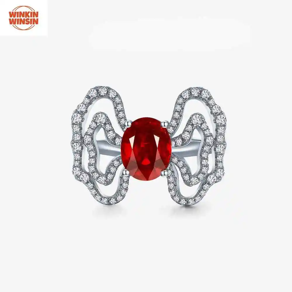 

Winkin Winsin New Style 2ct Synthetic Paraiba Oval Cultured Ruby Ring For Women
