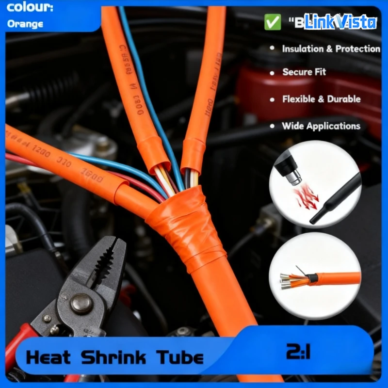 

High-Quality 2:1 Polyolefin Heat Shrink Tubing 1mm To 50mm To Secure Insulate and Protect Electrical Cables and Wires Orange