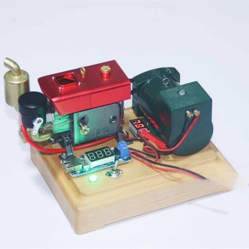 

Mini Simulation Four-stroke Diesel Engine Model 12V Generator Starter Fuel Generator Model Toy Gift for Boys