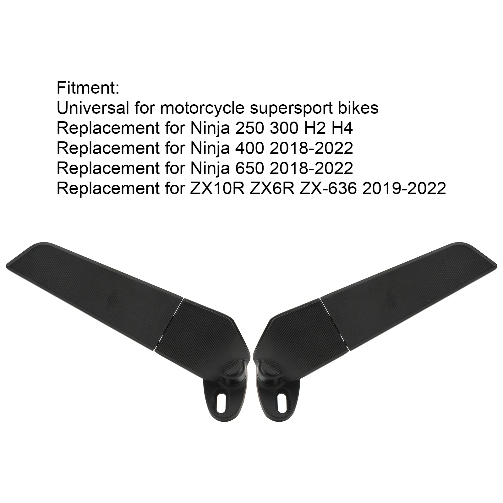 2pcs Motorcycle Rearview Mirror Adjustable Rotating Wind Wing Mirror Replacement for Ninja 250 300 H2 H4 image 6