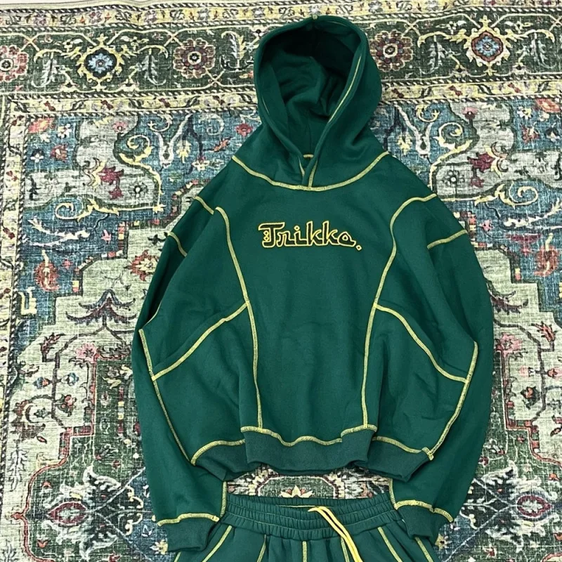 Herfst en winter trendy streetstyle geborduurde hiphop heren- en damessweater met capuchon