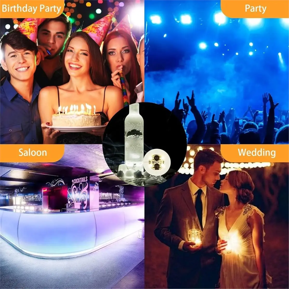 LED Coaster,25Pcs Light Up Stickers for Drinks RGB LED Liquor Bottle Lights Stickers, Light Up Bar Coaster White