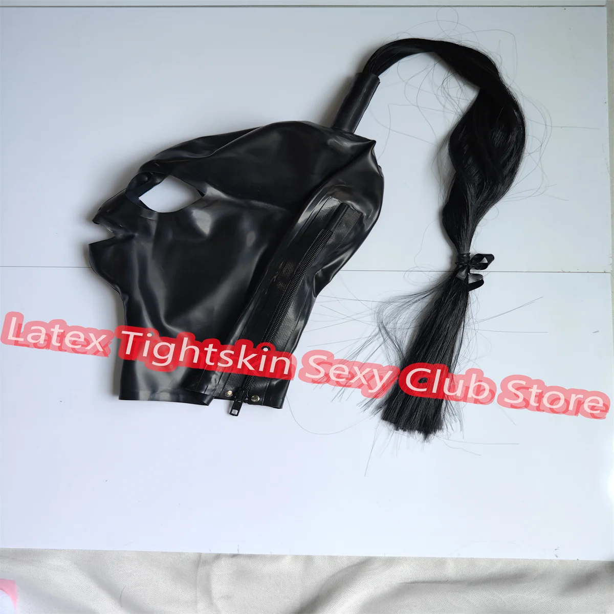 

Latex Mask Black Hair with Wig Cosplay Rubber Hood High Elasticity Headwear Halloween Cosplay Costume for Men Women