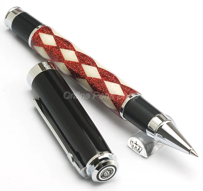 Duke Metal Red & Silver Diamond Pattern Roller Ball Pen Professional Writing Pen DRP022