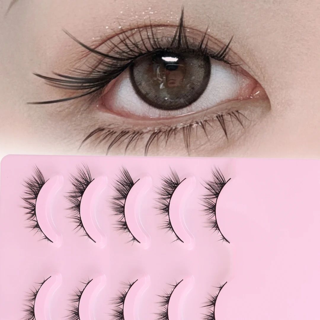 5 Pairs Cat Eye Lashes Faux Mink Eyelashes Winged End Eye Elongated Eyelashes Natural long Manga Lashes Fake Lashes Makeup