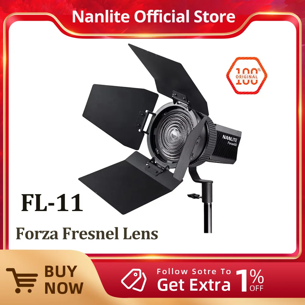 

Nanguang NANLITE FL-11 Fresnel Lens with barndoor spot-to-flood adjustable for NANLITE 60 60B 60W Photography light
