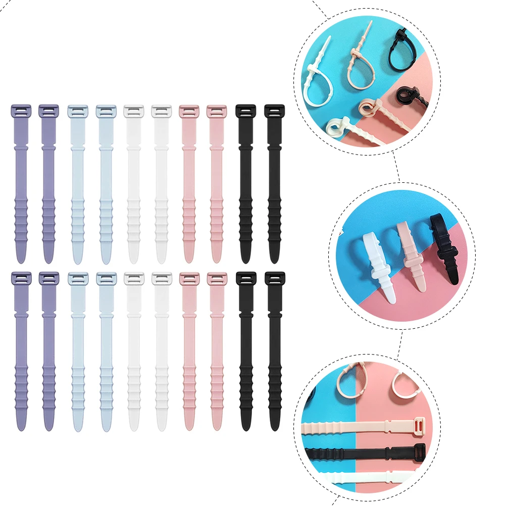 

20pcs Silicone Organizer Adjustable Data Cables Holder Wire Manager USB Headphone Cord Winder Data Holder Storage Tool