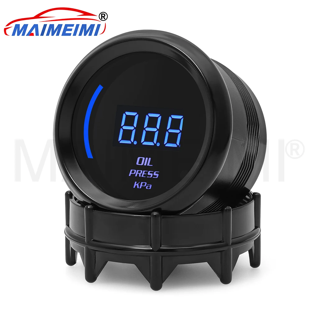 

0-145PSI Oil Pressure Gauge Blue 52mm Car Digital Gauge with Blue LED Backlight Oil Pressure Sensor For Car Truck Vehicle