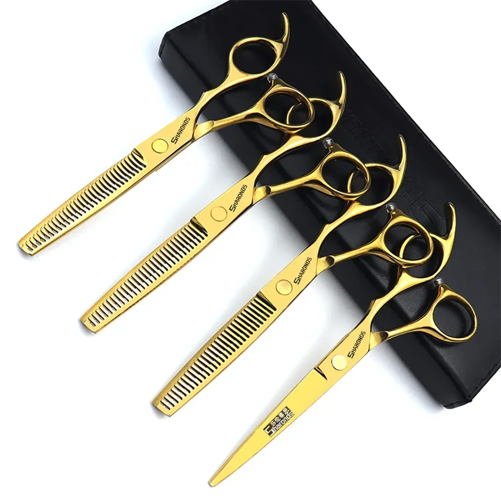 Hair Salon Hairstylist Exclusive Hairdressing Clippers 6 Inch German Imported 440C Flat Cutting and Thinning Teeth Scissors Set