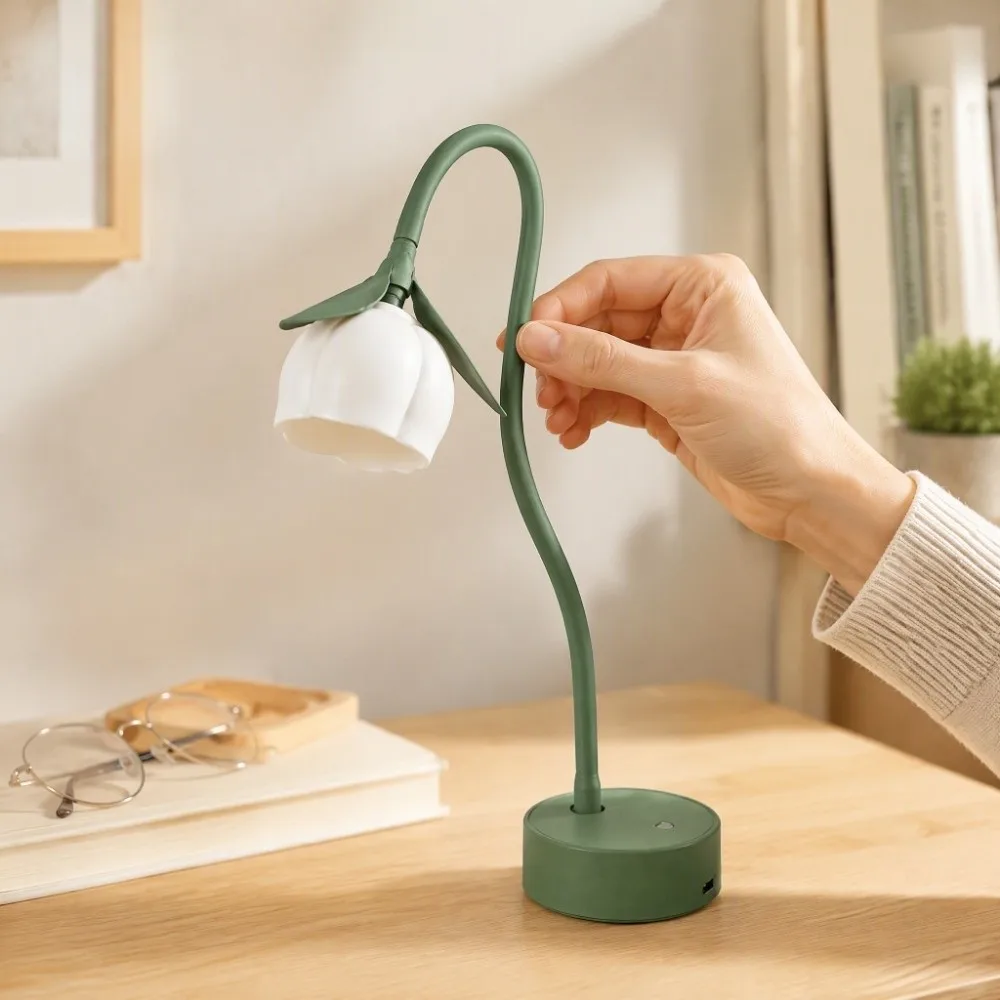 Magnetic Flower Wall Lamp Touch Dimming 360 Flexible Gooseneck Flower Sconce Rechargeable Cordless Rechargeable Night Light
