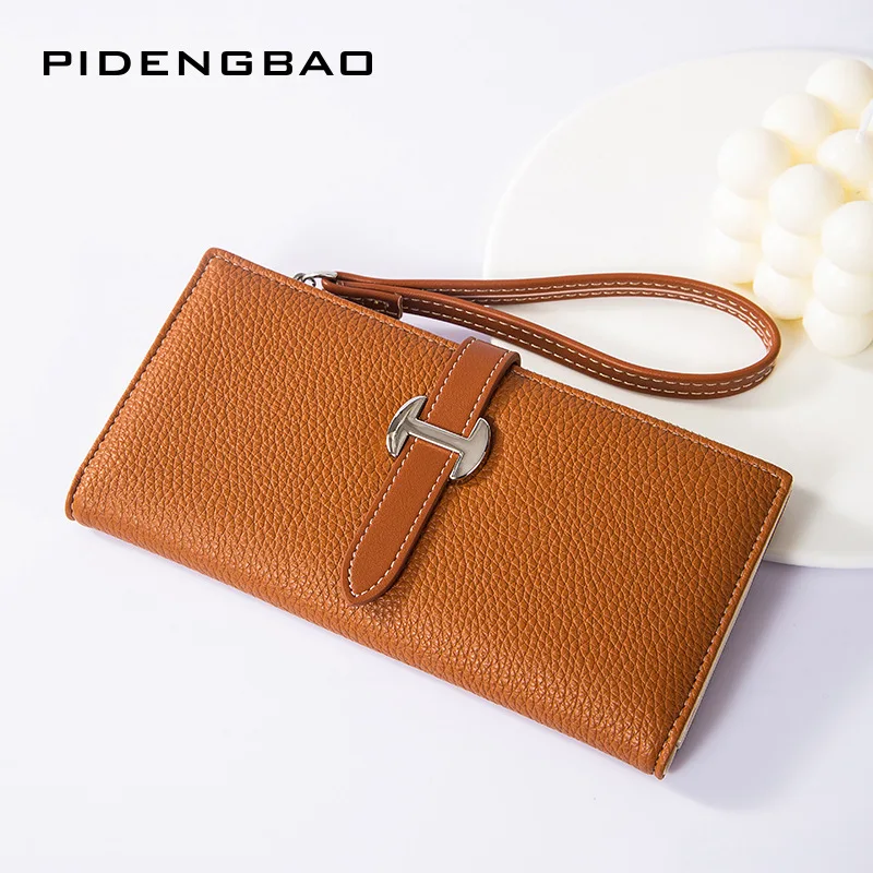 New Lychee Pattern Fashion Wallet Simple Long Portable Wallet Versatile Multi Card Pocket Multi Function Ladies Handbags