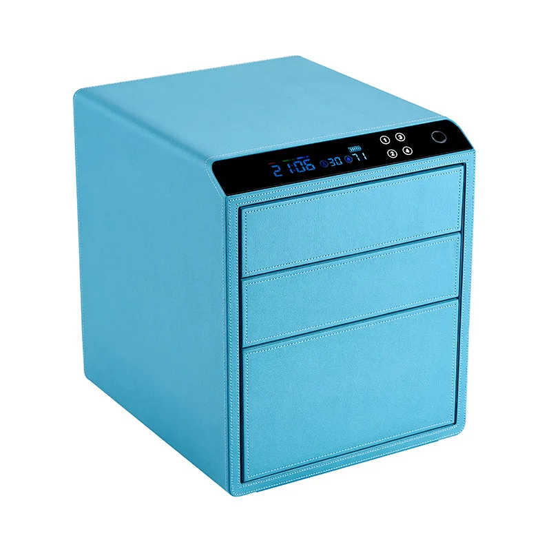 LH leather drawer fingerprint safe for home use, suitable for home three-layer heightening