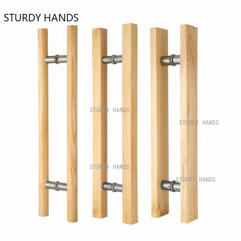 1set Glass Door Solid Wood Handles Bathroom Large Door Handle Indoor Customized Pulls Kitchen Cabinet Knobs Furniture Hardware