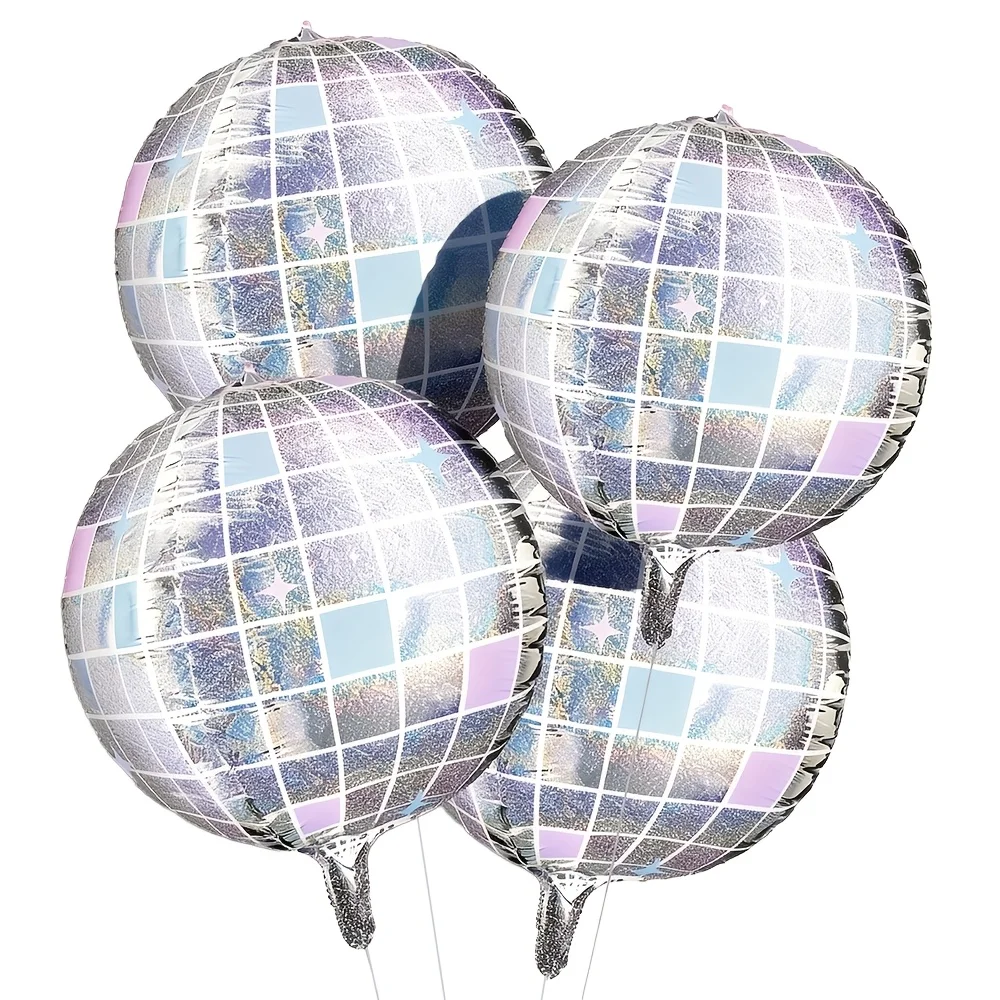 4 Stück Fetti Schillernde Disco-Kugel Folienballons K-Pop-Inspirierte Disco-Junggesellinnenabschied-Party-Deko Ausgefallene Geburtstagsfeier-Zubehör – Detail 1